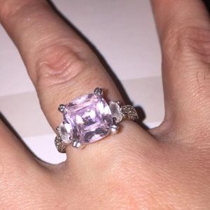 Sterling Pink Sapphire & CZ Ring